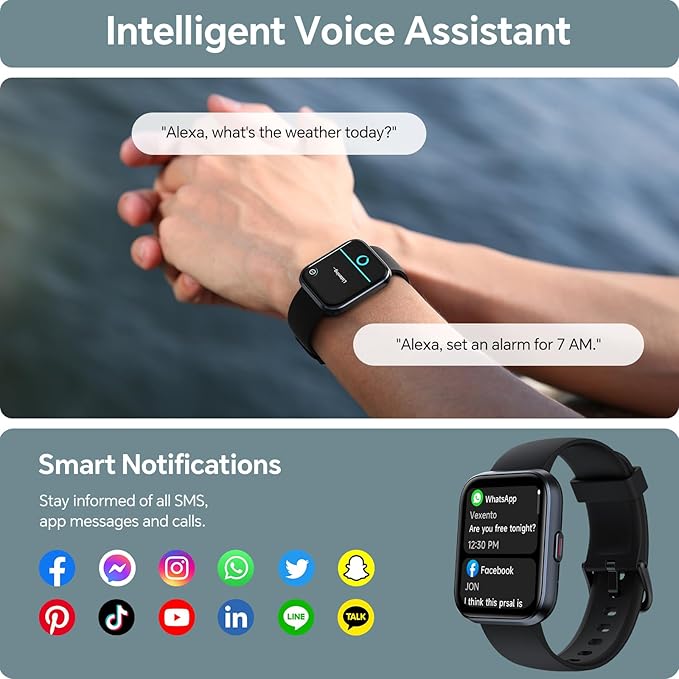 Smart Watch for Men Women, 1.85" HD Smartwatch for iPhone/Samsung/Android (Answer/Make), Fitness Tracker with Heart Rate/Sleep/SpO2 Monitor, Smart Watches 3ATM Waterproof 120+ Sport Modes, Alexa
