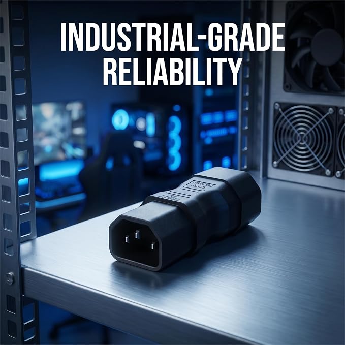 (10Packs IEC 320 C14 Male to C15 Female Power Adapter, 10A 125/250V, Straight 3-Pin IEC Power Converter for PDU, UPS, Server, and Computer Equipment