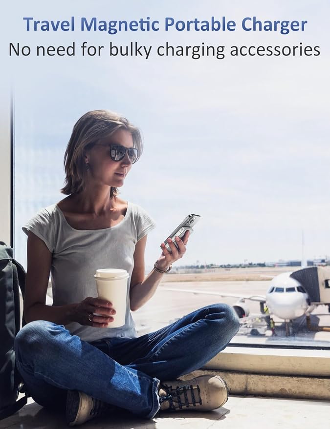 Magnetic Portable Charger, 10000mAh Power Bank, 5 in 1 Portable Charger with Built in Cable, 20W Fast Charging for Magsafe Battery Pack Compatible with iPhone 17/16/15/14/13/12 Pro/Pro Max-White