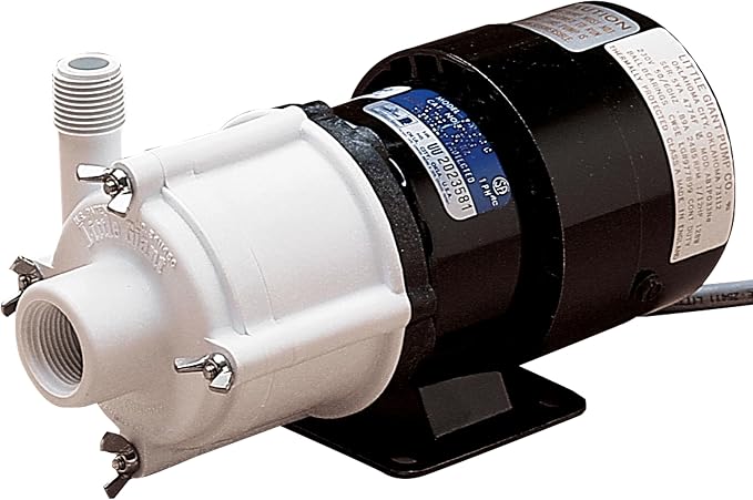 Little Giant 115 Volt, 1/12 HP, 750 GPH 3-MD-SC Non-Submersible Magnetic Drive Pump for Semi-Corrosive Chemicals, 6-Foot Cord with Plug, Black/White, 581503