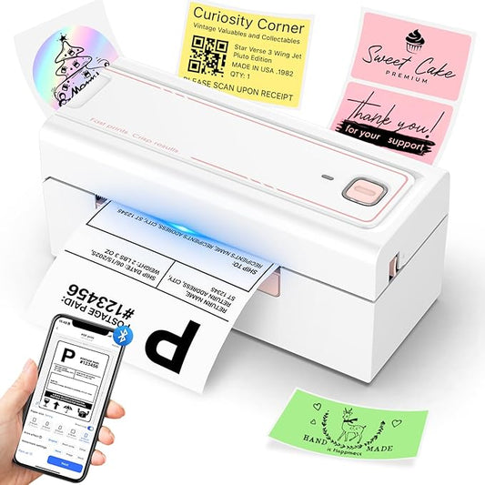 Bluetooth Thermal Label Printer, Wireless 4x6 Shipping Label Printer for Small Business & Shipping Packages, Support iPhone, Android, Windows, macOS, Work for Amazon, Shopify, Etsy, USPS