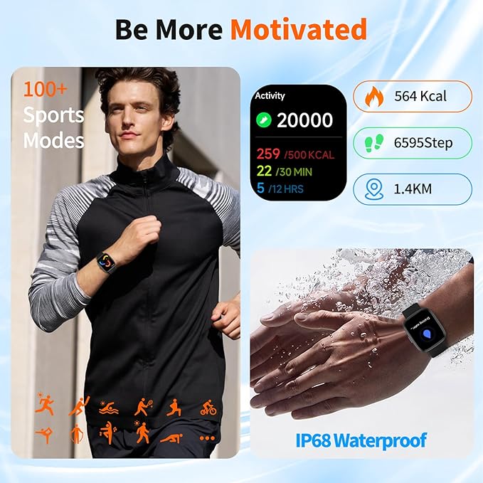2026 Upgraded Smart Watch Alexa Built-in【1.83" HD Touchscreen】【BT5.3 Call, 100+ Sports Modes & IP68 Waterproof】 Fitness Tracker 24/7 Heart & Sleep Monitor for Android iOS Men Women