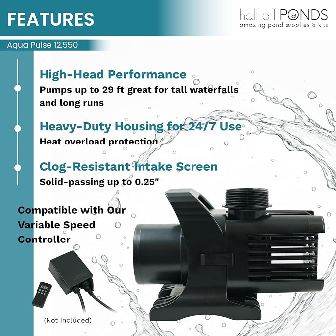 Half Off Ponds Submersible Pond Pump, 12,550 GPH