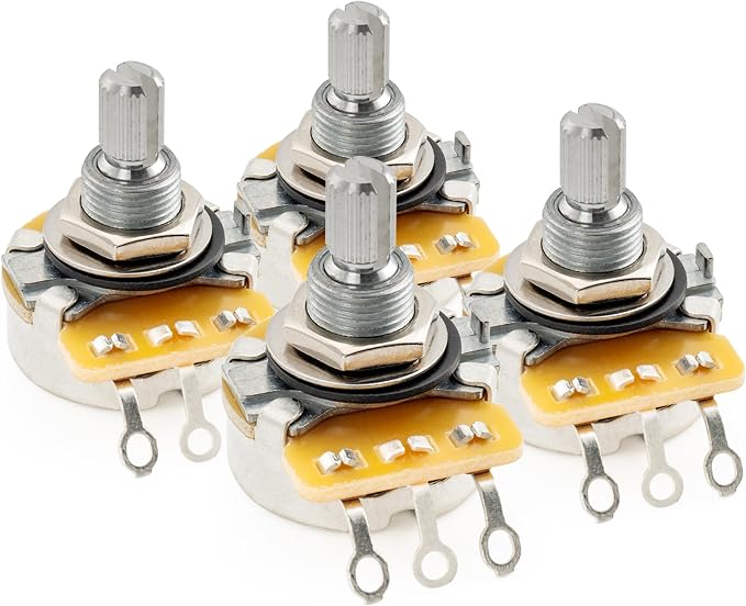 CTS 450 A500K Pots Standard Split Shaft 3/8 Inch 10% Audio Taper Potentiometers for Electric Guitar Bass (Set of 4)