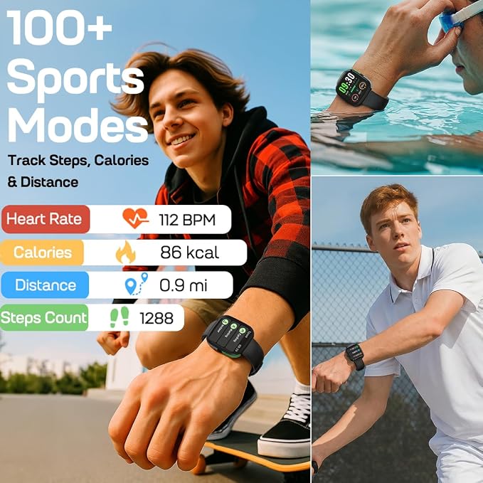 MorePro Smart Watch (Answer/Make Call), 1.83” Health Fitness Watch with Heart Rate, Blood Pressure,SpO2 and Sleep Monitor, 100+ Sports Modes, IP68 Waterproof Fitness Tracker for Men Women