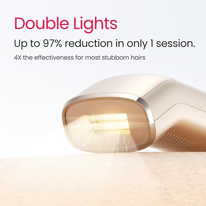 IPL Laser Hair Removal for Women and Men, 27J Quad-Pulse Mode for Ingrown & Coarse Hair, Dual Lights 100W, 35°F Ice-Cooling Painless Permanent Hair Removal for Sensitive Skin, Bikini, Face, Body
