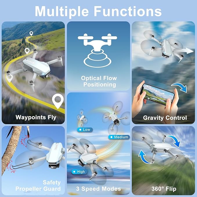 2K Drone with Camera for Adults & Beginners, Foldable FPV Mini Drone with Brushless Motor, 36 Min Flight Time, 2 Batteries, One-Key Takeoff/Landing, Gesture Selfie, Carrying Case