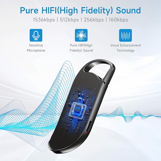 Digital Voice Recorder, XIXITPY 32GB (2000 Hours) Voice Recorder with AI Noise Reduction, Portable Voice Activated Recorder for Work Lecture Meeting Interview Class