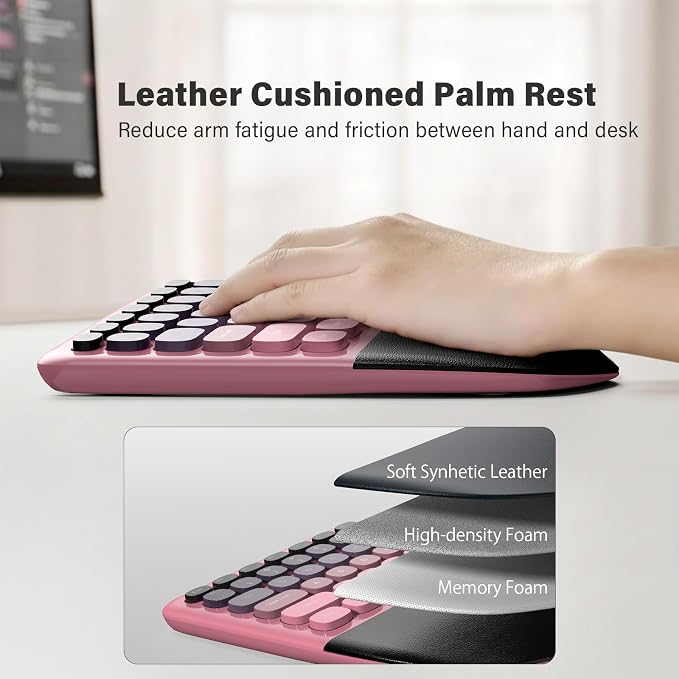 MOFII Wireless Ergonomic Keyboard & Mouse Combo – Split Curved Keyboard with Wrist Rest (All-Day Comfort) + Wireless Vertical Ergonomic Optical Mouse, Compatible with PC/Laptop/Desktop- Pink Gradient