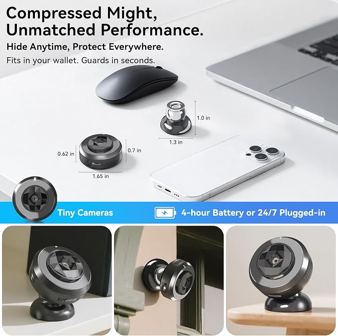 4K Indoor Security Hidden Camera: Mini Spy Camera for Home,Wireless Works with WiFi & Free Cloud Storage,APP Control Smart Motion Detection for Baby/Pet/Parents Surveillance(Deep Black)
