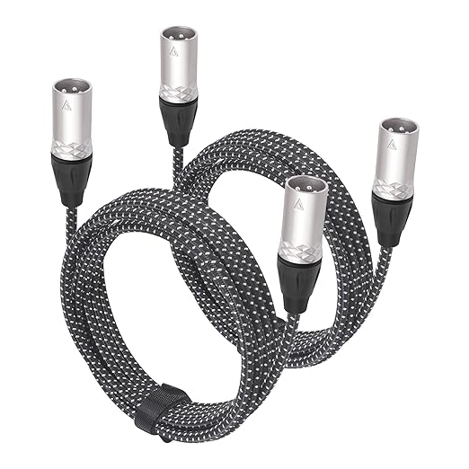 15FT 3-Pin XLR Male to Male Microphone Cord,XLR Female DMX Cable Patch Cords for Audio and Sound Equipments-2Pack