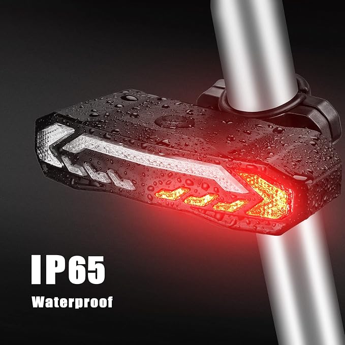 WSDCAM Smart Bike Light with Turn Signals, Brake Light, and Alarm Horn - Auto ON/Off Rechargeable Waterproof Rear Bicycle Tail Light with Remote