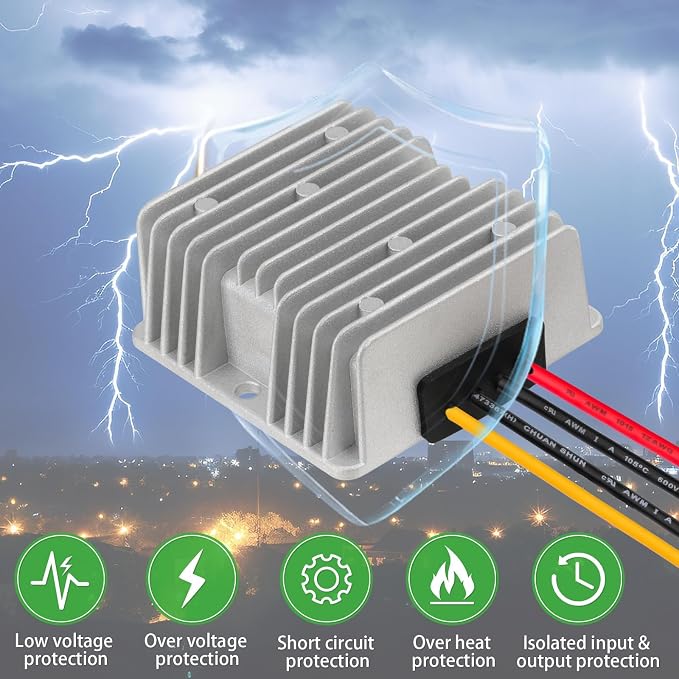 ELFCULB 8V–40V to 12V DC Buck Boost Converter, Voltage Regulator for 12V Devices, 3A 36W / 10A 120W, for Truck, Golf Cart, Solar