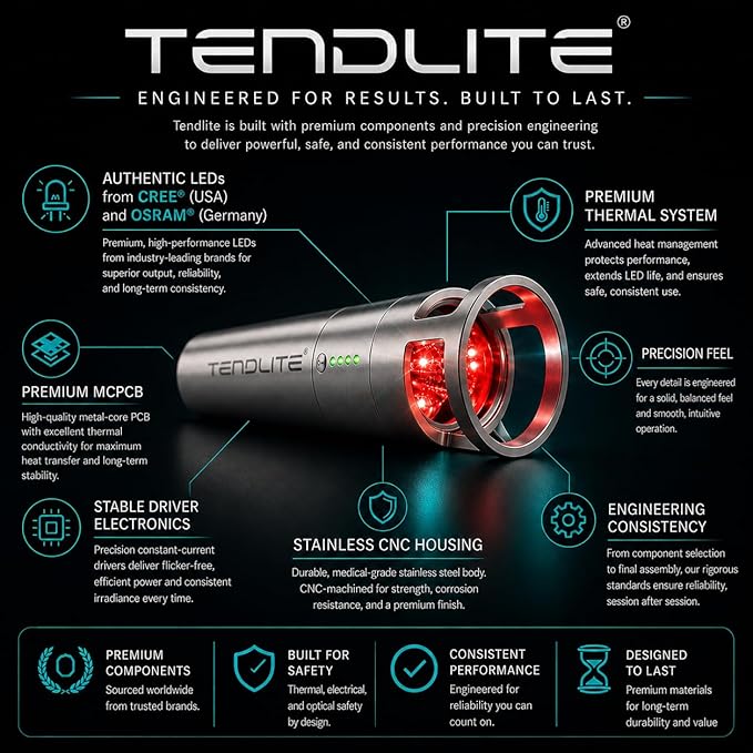DEEP RED/NIR – Tendlite Pro – Deep Tissue Red & Near Infrared Light Therapy Device 660nm & 850nm for Arthritis, Joint Pain Relief & Muscle Recovery | Professional-Grade for Home Use