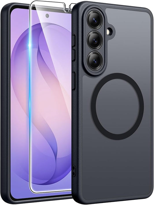 FNTCASE for Samsung Galaxy S26+ Plus Case: [Fit for Magsafe] [Full Camera Protection + Screen Protector] Translucent Matte Military Grade - Shockproof Protective Phone Cover for S26 Plus - Black
