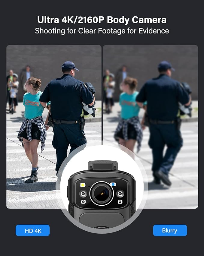 BOBLOV B4K5 256GB 4K Body Camera,3400mAh IP68 Waterproof GPS Police Body Cams for 11Hrs Video Record, Provide Charging Dock, Night Vision Video Camcorder for Personal, Guard Civilians(256GB)