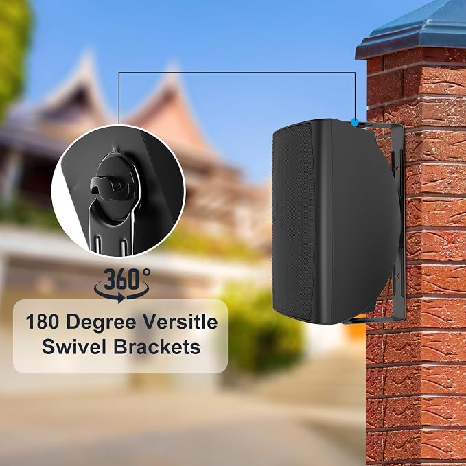 STUDIOFINIX 6.5-Inch 400W Outdoor Bluetooth Speakers Waterproof Wired, Wall-Mount Waterproof Speaker System for Patio, Home, Poolside, Deck, Backyard (Pair,Black)