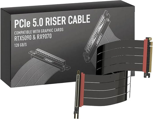 LINKUP PCIE 5.0 Riser Cable | for Vertical GPU Mount | Right Angle | Graphics Card GPU Ready | Usable with PCIe 4.0 & RX 9070/ RTX5090 | 50cm (Total Length: 54cm)