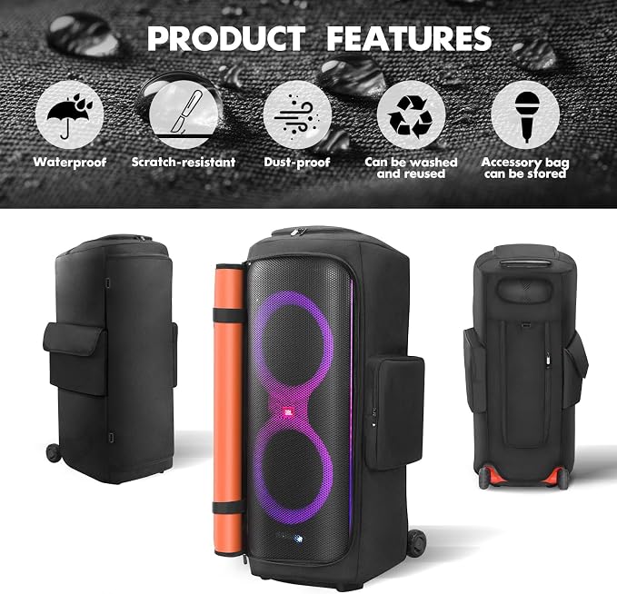 Protective Cover Case Compatible with JBL PartyBox 710, Scratch-Resistant Carrying Case with Storage Pocket, Water-Resistant Portable Travel Bag for Party Box 710 Speaker