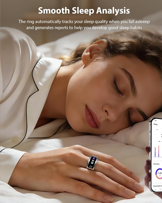 LETLET Smart Ring for Women for Men,60 Health Metrics,Accurately Monitors Heart Rate,Blood Oxygen (SpO2),Sleep,Stress and Women’s Health Metrics.Fitness Rings for Women,Ultra-Thin(Sliver, 12#)