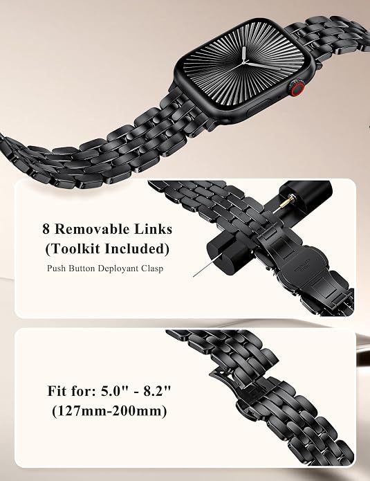TOYOUTHS Designer Vintage Dressy Bracelet for Apple Watch Band Women 42/40/41/38/44/45/46/49mm, Stainless Steel Elegant Luxury Metal Strap for iWatch Series 11 10 9 8 7 6 5 4 SE/Ultra 3 2 1