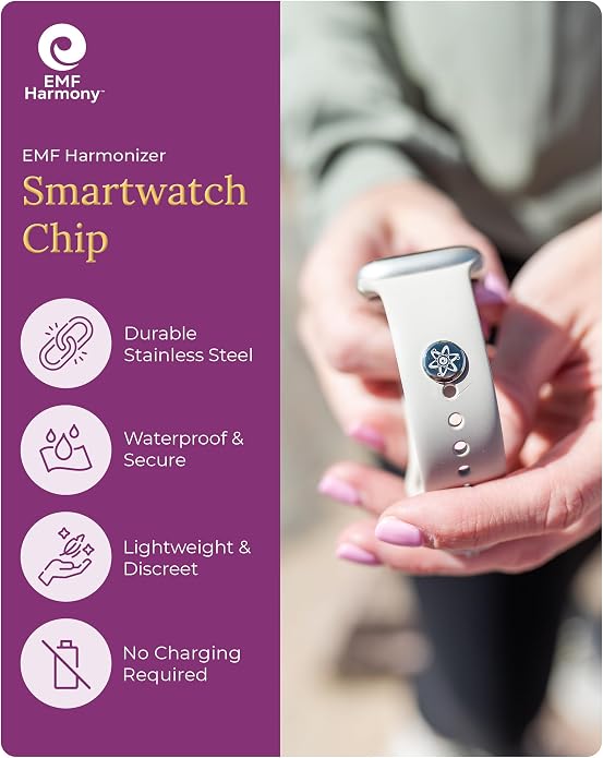 EMF Harmony Smartwatch Chip – Discreet Stainless Steel Bioresonance Rivet Accessory for Apple Watch, Garmin, Fitbit & Fitness Bands – Everyday Balance in a Wireless World