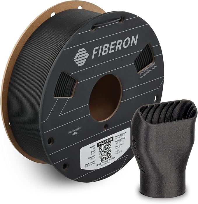 Polymaker Fiberon PA6-CF20 Carbon Fiber Nylon Filament 1.75mm Black 1kg, Fiberon PA6-CF20 Nylon Warp Free 1.75mm 3D Printing Filament