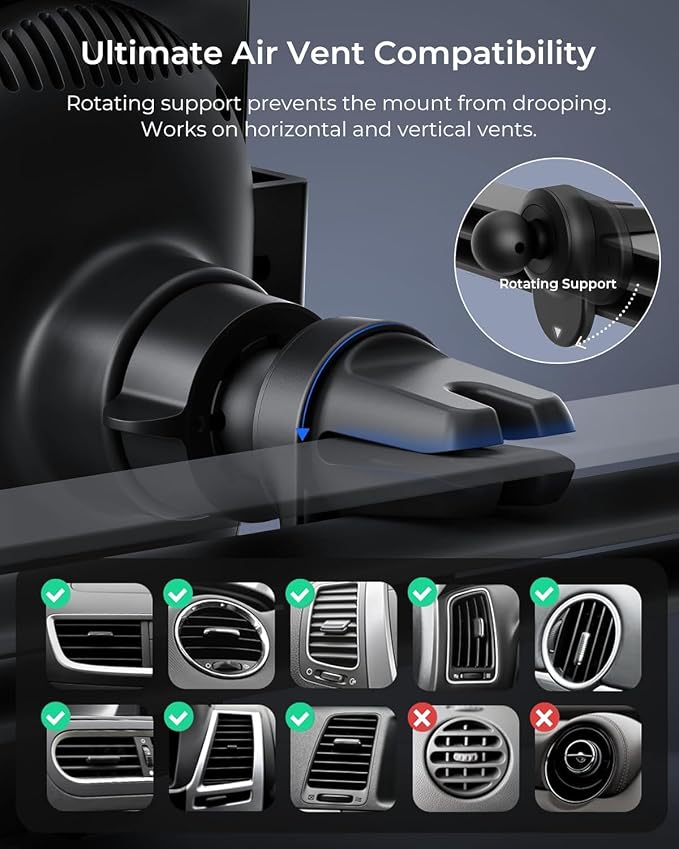 iOttie Auto Sense 2 Air Vent Car Phone Holder with Qi Wireless Charging - Auto Clamping Phone Mount for iPhone, Google Pixel, Samsung Galaxy, Huawei, LG (Adapter Not Included)