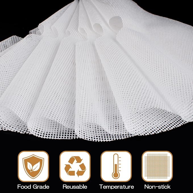 (8 Pack) Round Silicone Dehydrator Sheets, Dostk Premium Non Stick Silicone Mesh for Fruit Dehydrator, Tray Liner Reusable (Round 13" Diameter)