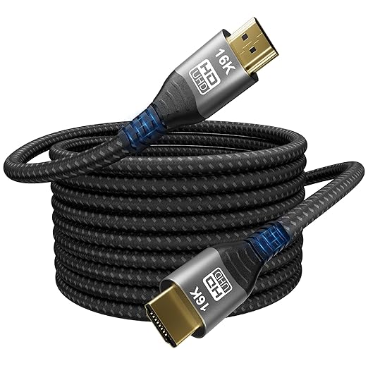 16K 10K 8K HDMI 2.2 Cable 6.6FT, 96Gbps Ultra High Speed HDMI Braided Cord, Support 16K@30Hz 8K@60Hz 4K@120Hz HDCP 2.2&2.3, Dynamic HDR,eARC,DTS:X, for Roku TV/HDTV/PS5/Xbox/Blu-ray