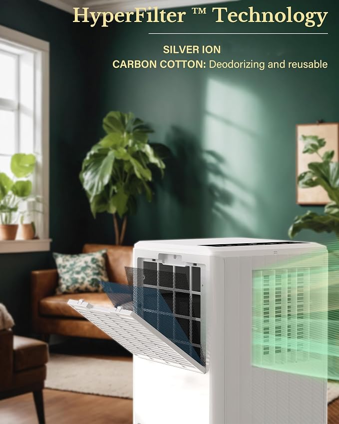 Hipicute Room Portable Air Conditioner, 8,000 BTU Window Air Conditioner Up to 350 Sq.Ft, 4 Modes Portable AC with Cooling, Fan, Dehumidifier & Sleep Mode, Remote Control, LED Display