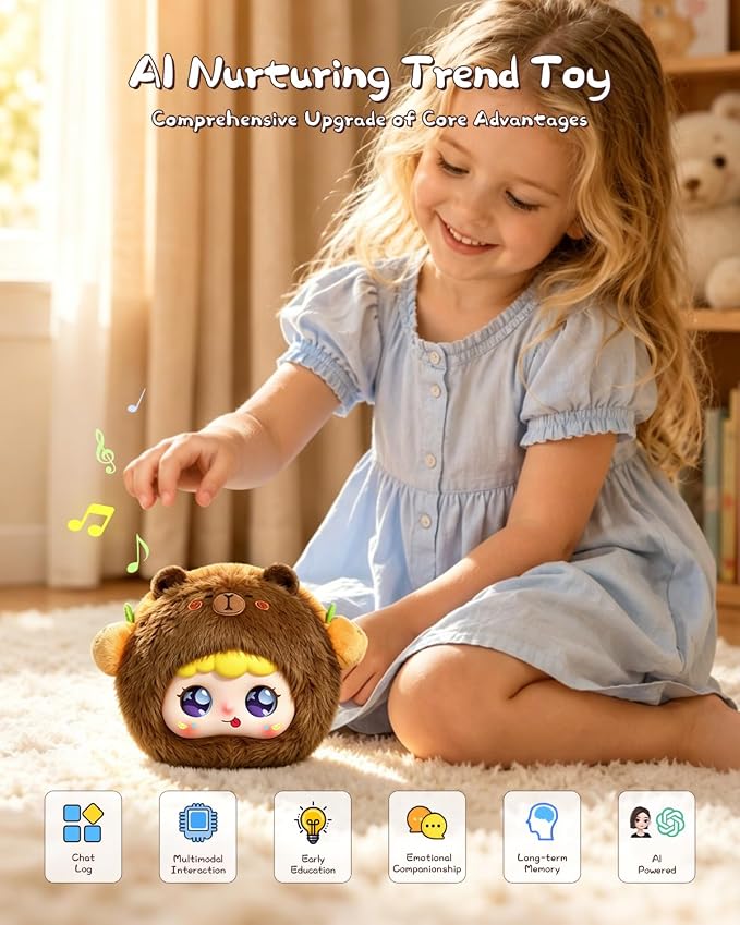 AI Smart Stuffed Animals Kids Toys ChatGPT, Multilingual Companions, Interactive Learning Assistant & Memory Trainer, Emotional Support Plush AI Pet, Voice Conversation, Expressive LED Eyes