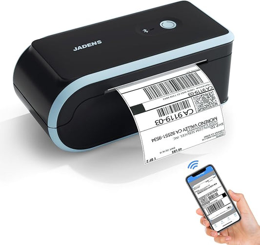 JADENS Bluetooth Thermal Label Printer, Wireless Label Printer with Built-in Paper Bin, Compatible with iOS, Android, Windows, Mac, Chromebook, Widely Used for Etsy, Shopify, USPS
