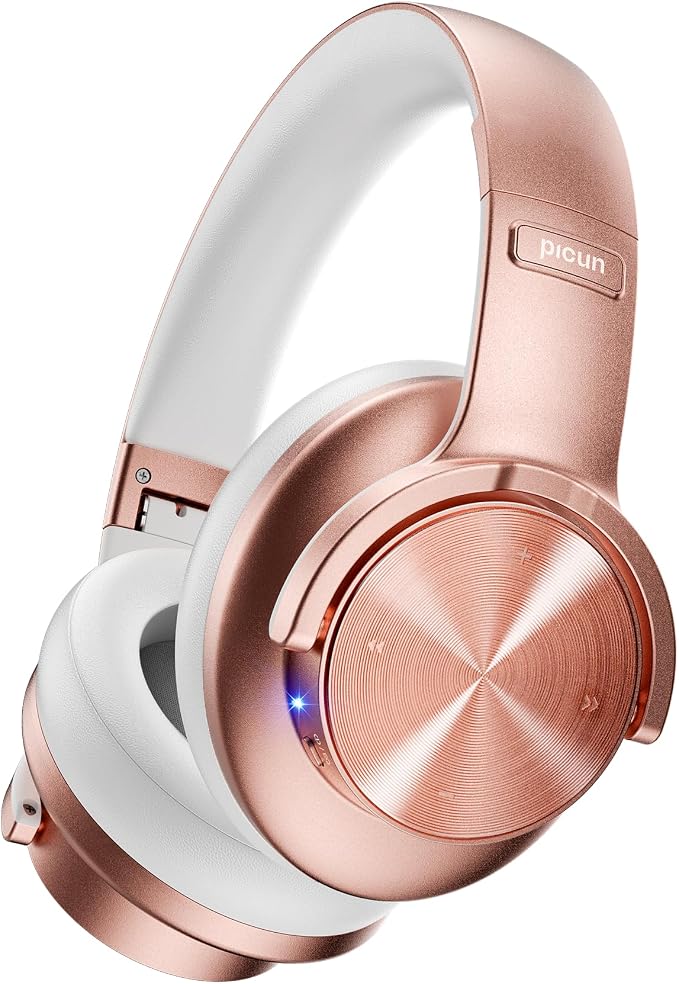 Picun B8 Bluetooth Headphones, 120H Playtime Headphone Wireless Bluetooth with 3 EQ Modes, Low Latency, Hands-Free Calls, Over Ear Headphones for Travel Home Office Cellphone PC