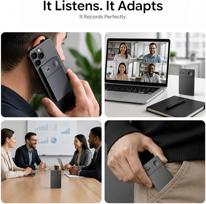 AI Voice Recorder with Real-Time AI Chat & Auto Transcribe – AI Noise Cancellation, One-Click Generate, 64GB Digital Note Taker for Meetings Lectures, Supports 126+ Languages, App Control