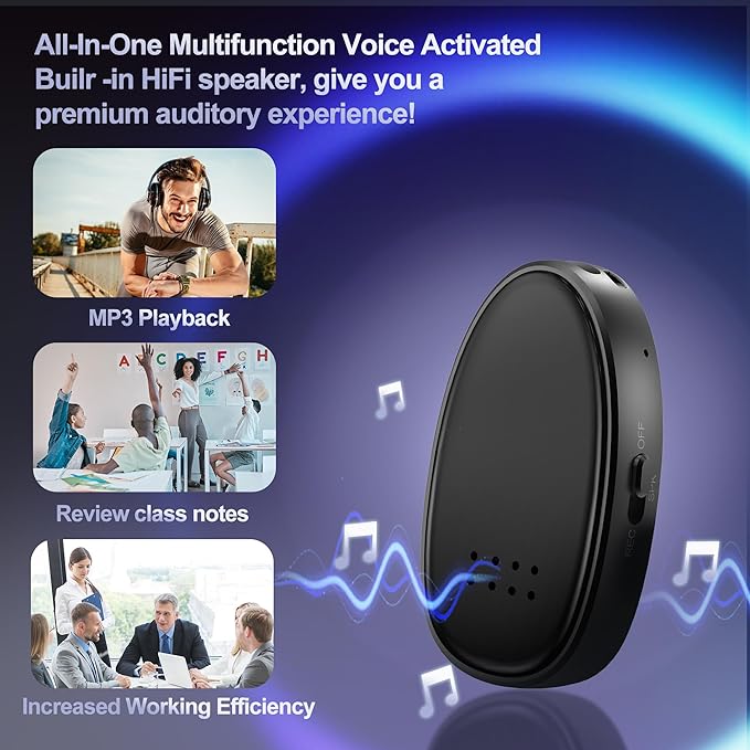128GB (9860 Hours) Digital Voice Recorder with Noise Cancelling, Recording Device with HiFi Speaker for Meetings, Lectures, 1536kbps MP3 Playback Audio Recorder for Students/Interpreters Use, Black