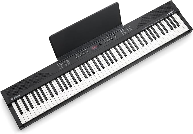 Alesis 88 Key Keyboard Piano with 480 Sounds, Speakers, USB MIDI, Carry-Bag, Stand, Headphones, Pedal and Piano Lessons for Beginners