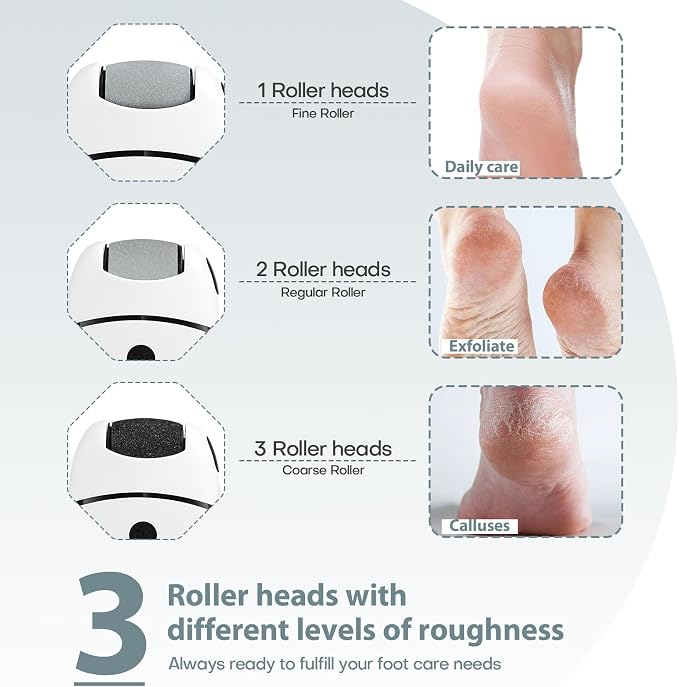 Electric Callus Remover for Feet, Portable Pedicure Tools for feet, 2-Speed Foot Callus Remover, 3Rollers Foot File Electric, feet Scrubber Dead Skin, Foot Grinder Dead Skin Removal for feet