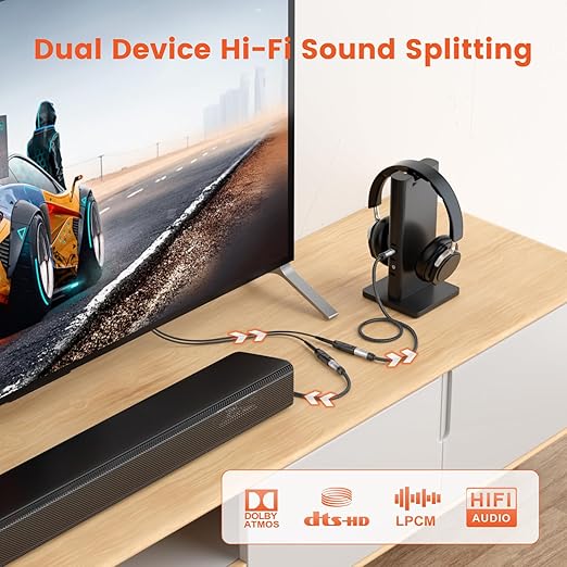 VANAUX Optical Audio Cable, Digital Optic Cord for Soundbar[Cotton Braided,Metal Case,Gold-Plated Plug] Toslink S/PDIF Cable for Home Theater,Sound Bar,TV,PS4 (1ft/0.3m)