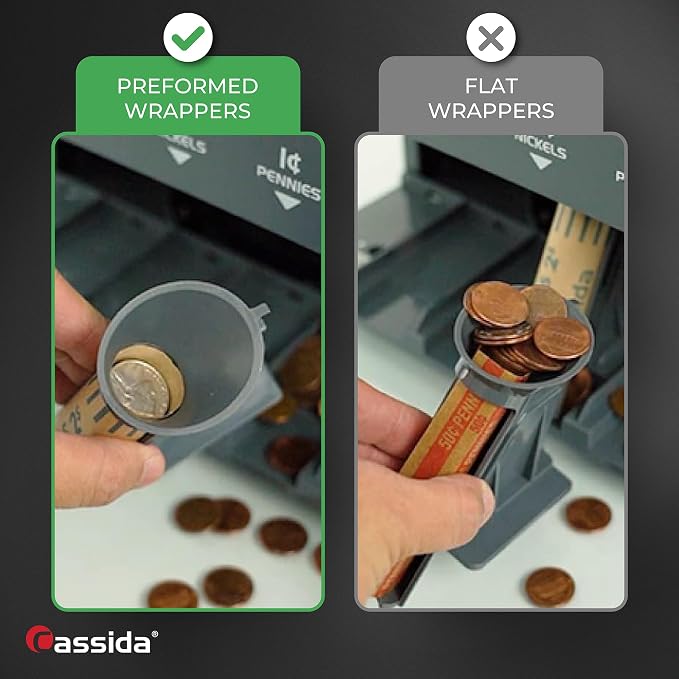 Cassida C300 Professional USD Coin Counter, Sorter and Wrapper/Roller, 300 coins/min, with Quickload and Printing-Compatible,Gray