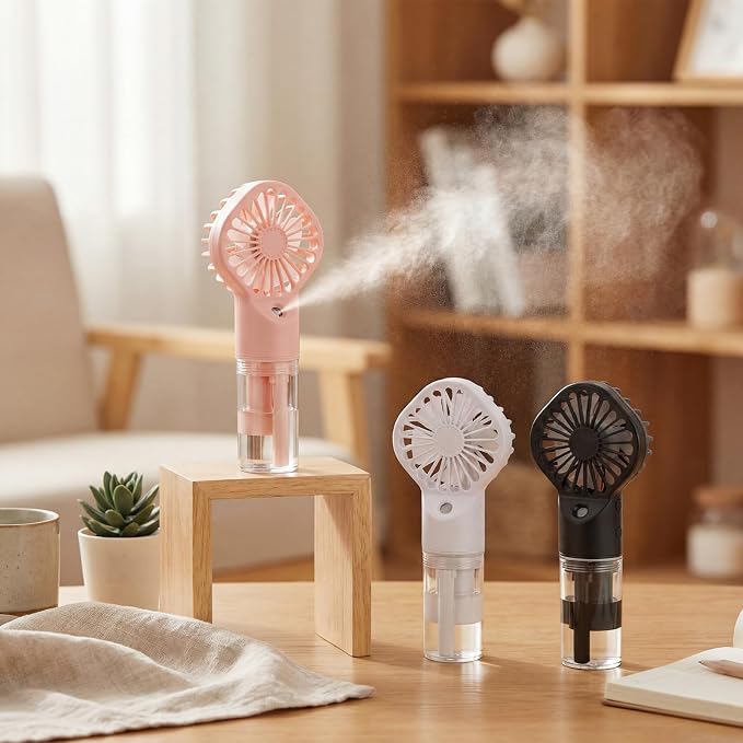 9 Pack Misting Fans Portable Rechargeable Handheld Spray Fans with 25ml Water Tank 4-speed Personal Cooling Fan, USB-c Mini Handheld Fan for Travel Outdoor Sport Office Home Summer Gifts