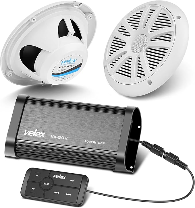 velex Marine Bluetooth Amplifier Speaker Package…