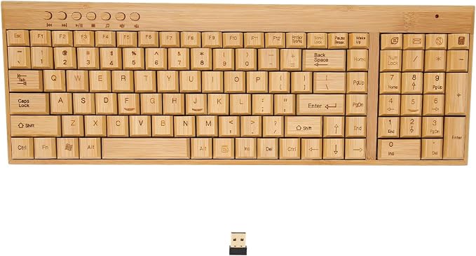 Bamboo Keyboard and Mouse, 2.4GHz Computer Devices with USB Receiver, Optional 1200DPI MouseCompact KeyboardWireless Keyboard and Mouse Combo (Keyboard)