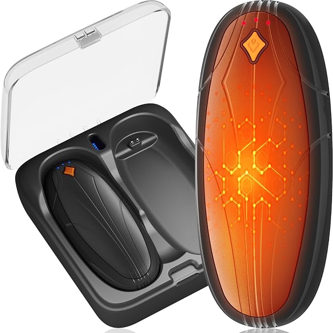 Hand Warmers Rechargeable 2 Pack, 14000mAh Electric Hand Warmers with Wireless Charging Case, AI Chip 3 Heat Settings Up to 50-Hour Portable Pocket Heater, Gifts for Christmas, Camping, Hunting, Golf