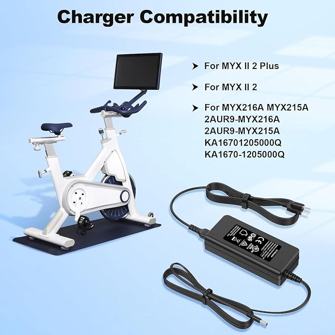 Charger Power Supply for MYX Fitness Bike Power Cord AC DC Adapter with UL for MYX II 2 Charger Replacement for MYX II 2 Plus MYX216A MYX215A 2AUR9-MYX216A Cycling Bike