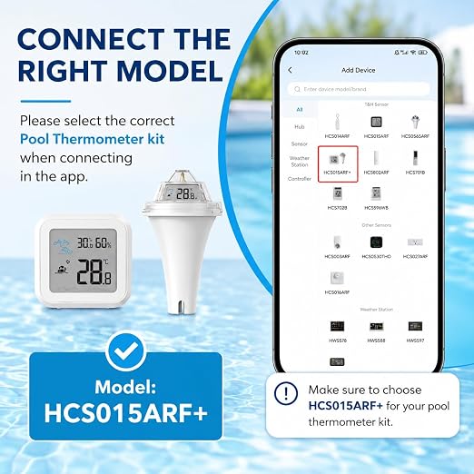 Digital Pool Thermometer with Hub, Remote Checking Easy Read Digital Floating Water Thermometer for Hot Tub, Ice Bath Swimming Pool, Spa and Fish Bowl, Gateway