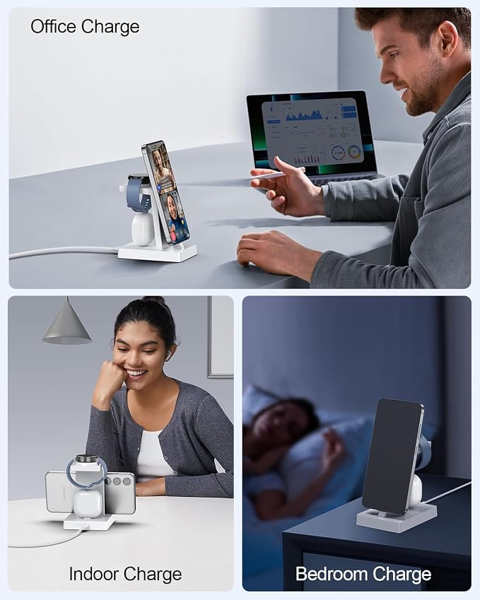 NANAMI Fast Charger for Samsung Galaxy Watch 6/5/4/3, Stand for Galaxy S24/S24+/S24 Ultra/S23/S22/S21/S20, Buds Pro, Wireless Charging Stand for iPhone 16/15/15 Pro/15 Plus/15 Pro Max/14/14 Pro/13/12