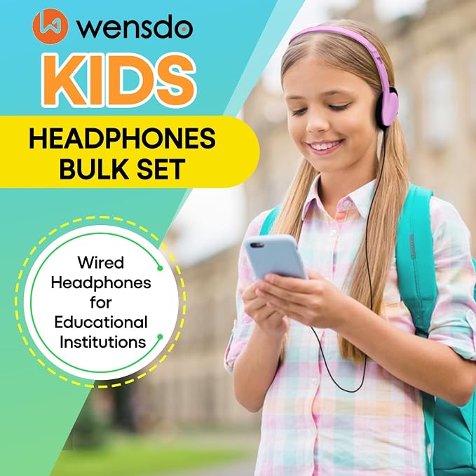Kids Headphones Bulk 12 Pack for Classroom School Students, Wholesale Multi Color Wired Class Set Headphones for Children Toddler Boys Girls Teen and Adult (HY857, 12 Mixed)