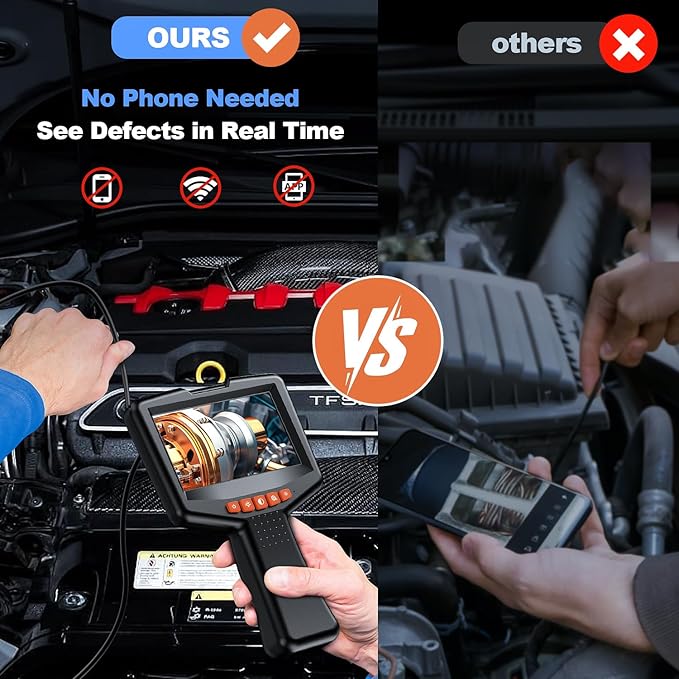 Endoscope Camera with Light: 4.3" 1080P Inspection Borescope Camera for Sewer - 16.4ft Waterproof Industrial Endoscope - Flexible Snake Bore Scope for Plumbing Automotive