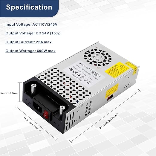 24V DC Power Supply 600W 25A Switching Power Supply Adapater 120vac to 24vdc Transformer AC to DC Converter for 3D Printer, Led Strip, Motor Pump, CCTV, Electronic Instruments, Lab Computer